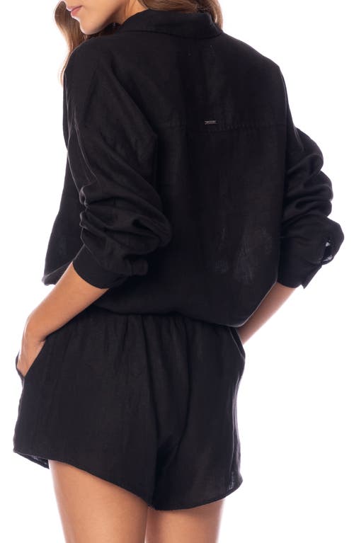 Maaji Larissa Button-up Cover Up Shirt In Black