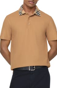 Burberry Check Collar Cotton Polo Shirt