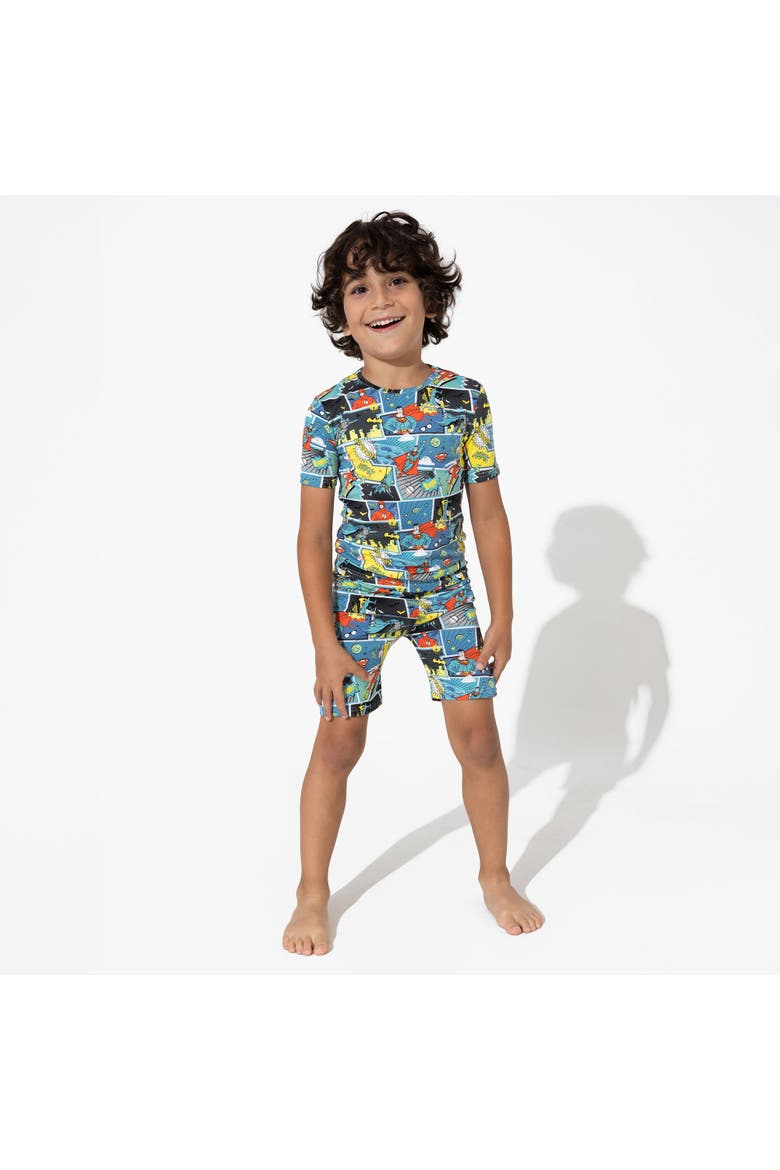 Justice League Hero Kids 2-Piece Short Sleeve & Shorts Pajama Set, Alternate, color, Justice League Hero