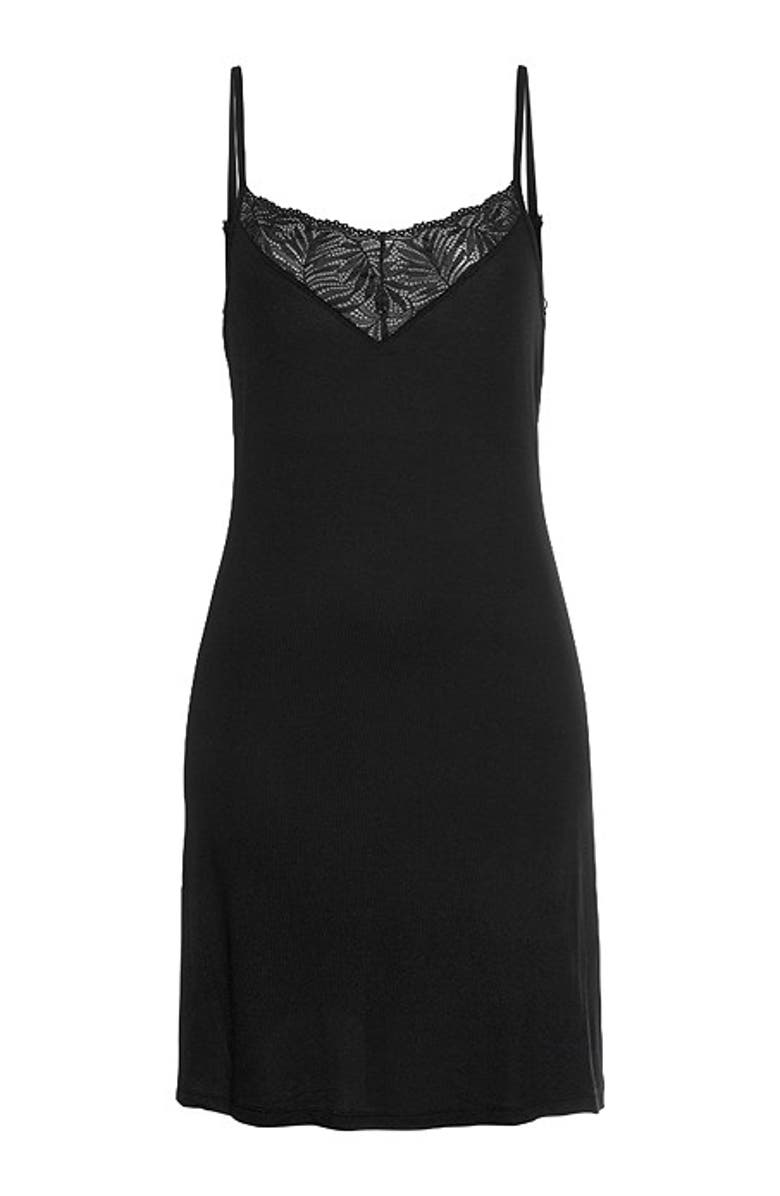 LASCANA Women's Lace Detail Nightgown, Alternate, color, Black