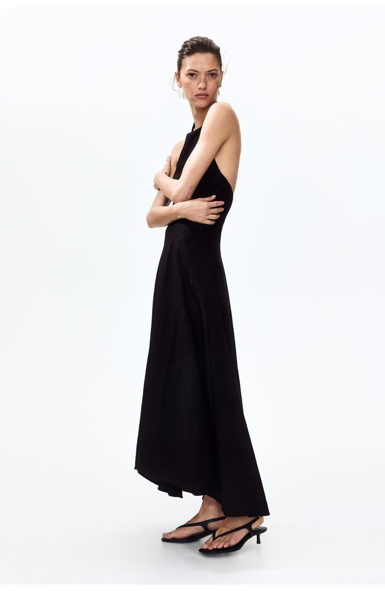 H&M Flared-skirt Halterneck Dress, Alternate, color, Black