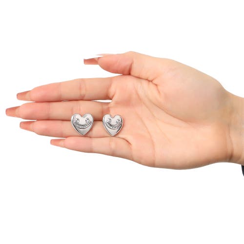 Juicy Couture Heart Stud Earrings With Iconic Logo In Silver