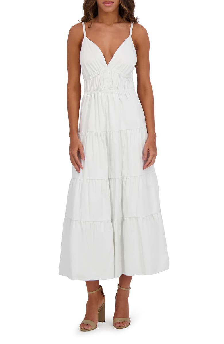 Siena Stretch Cotton Tiered Midi Dress, Main, color, White