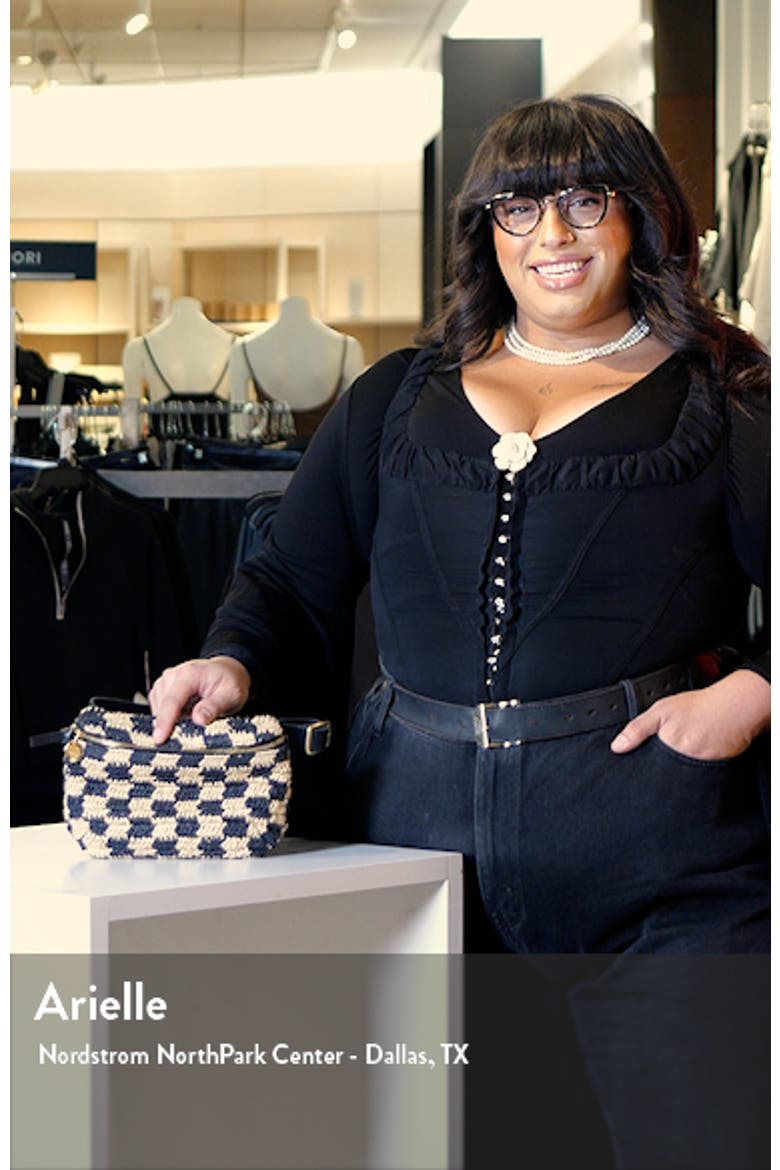 Checkerboard Woven Raffia Belt Bag video