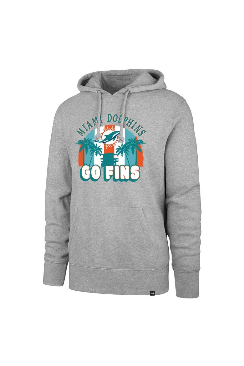 Men's '47 Gray Miami Dolphins Regional Headline Pullover Hoodie, Alternate, color, Gray