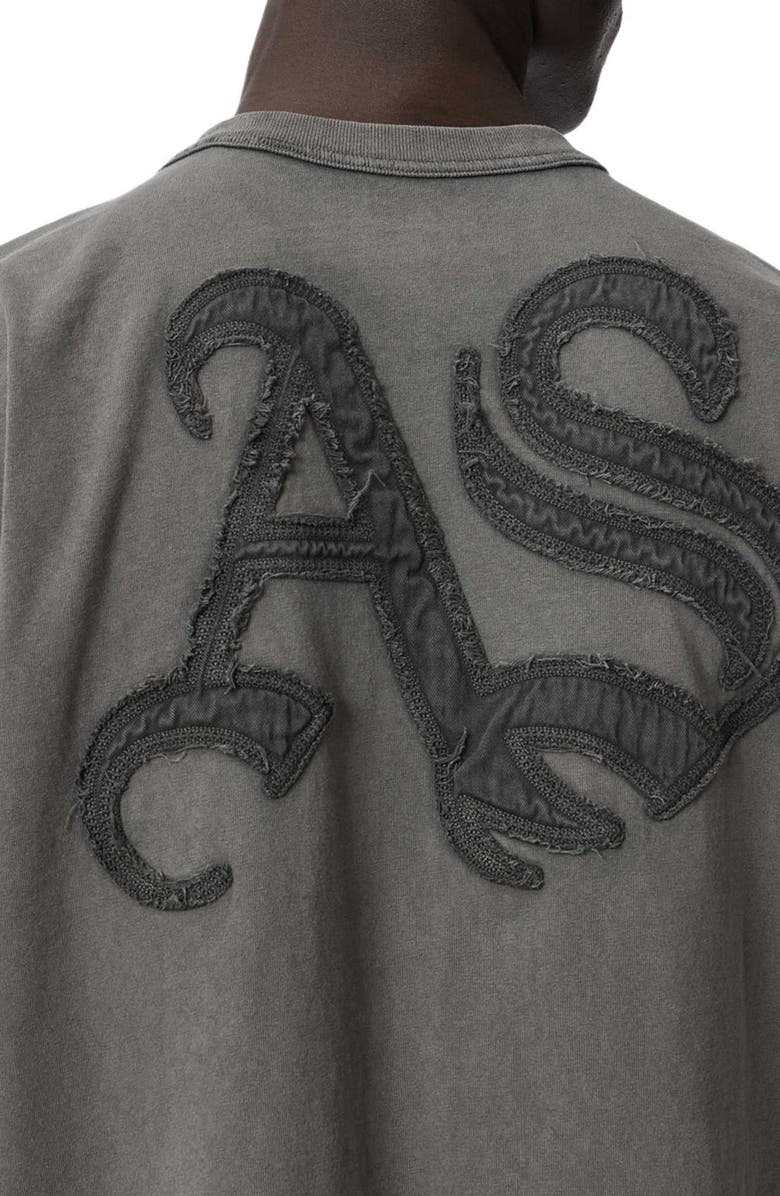 AllSaints Insignia Logo Appliqué Organic Cotton T-Shirt, Alternate, color, Washed Black