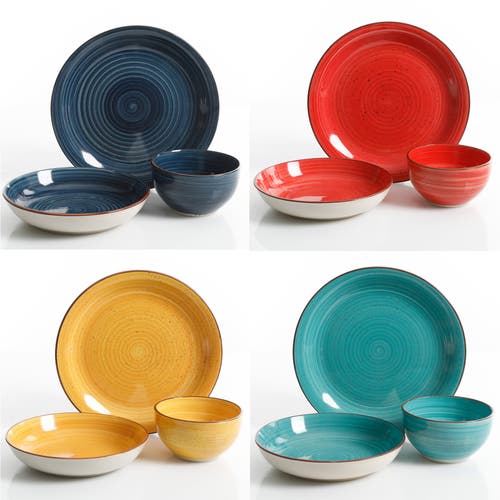 Gibson Home Color Speckle 12 Piece Mix And Match Double Bowl Dinnerware Set In Multi