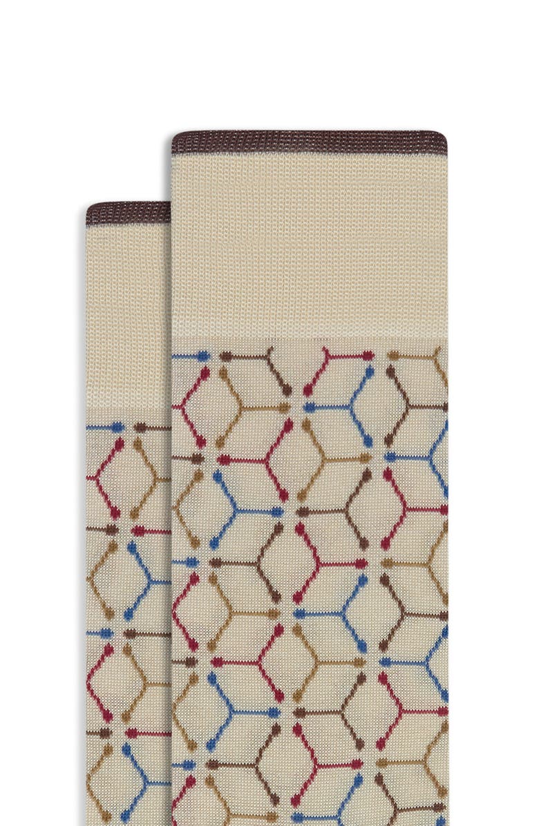 Bugatchi Geo Pattern Mercerized Cotton Blend Dress Socks, Alternate, color, 
