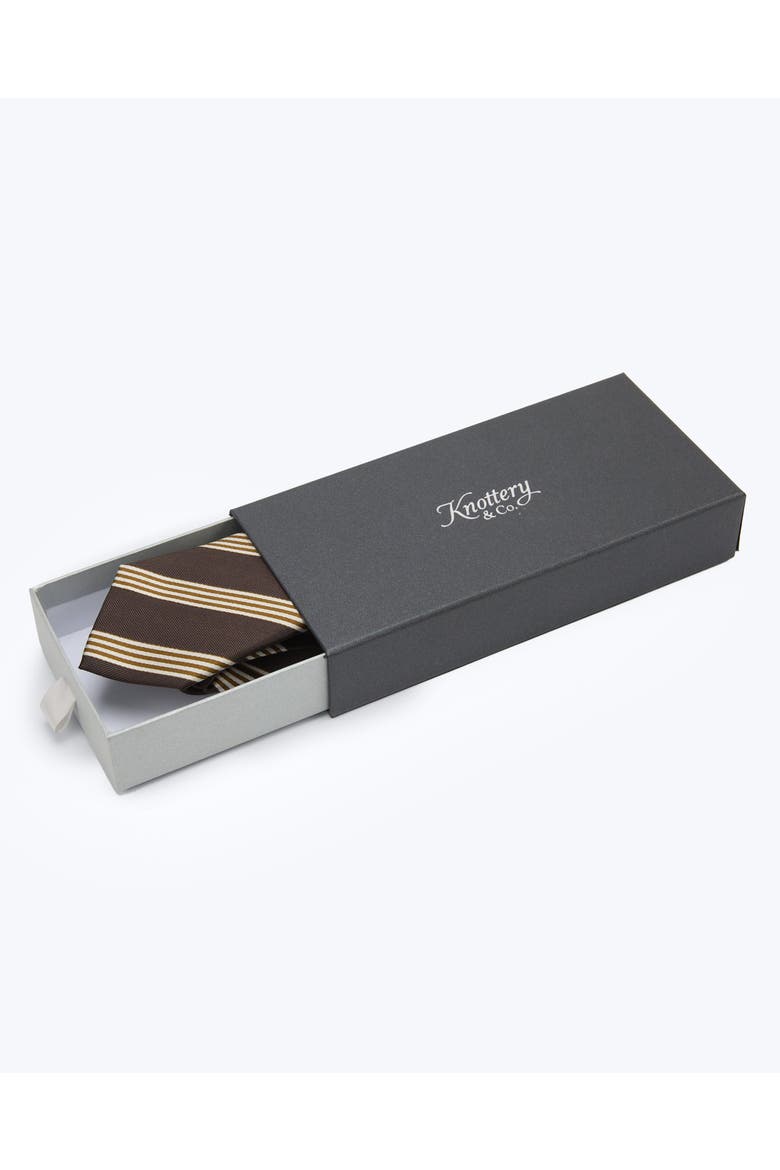 Chalk Striped Silk Jacquard Tie, Alternate, color, Chestnut