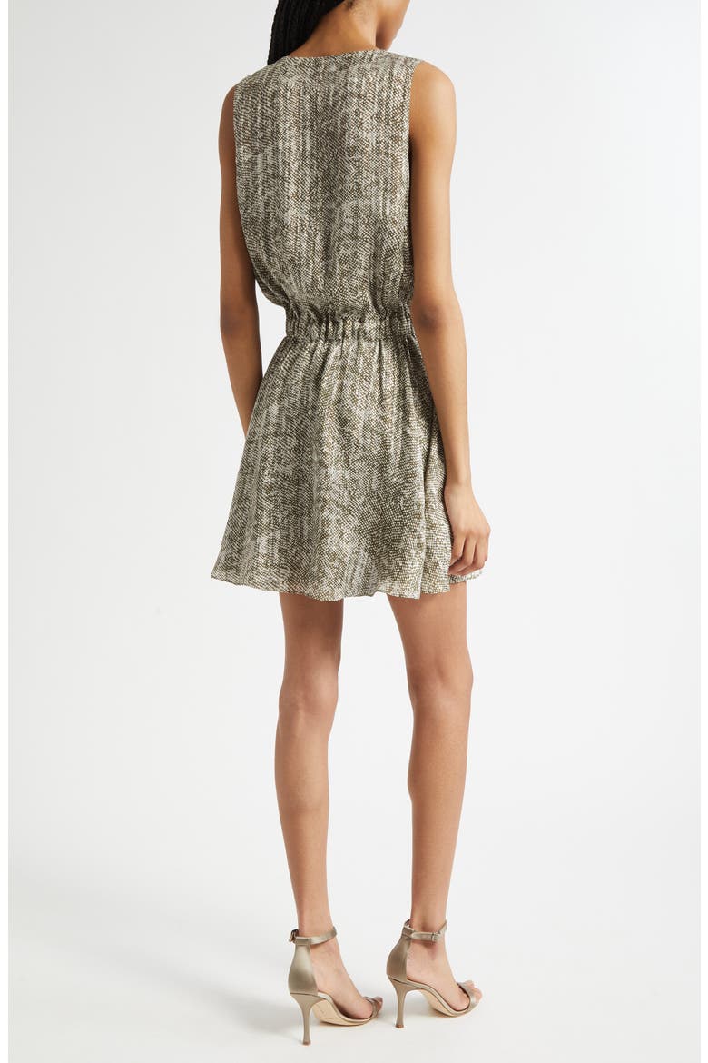 Itzel Abstract Snakeskin Print Silk Blend Minidress, Alternate, color, OLIVE BAJA DOT