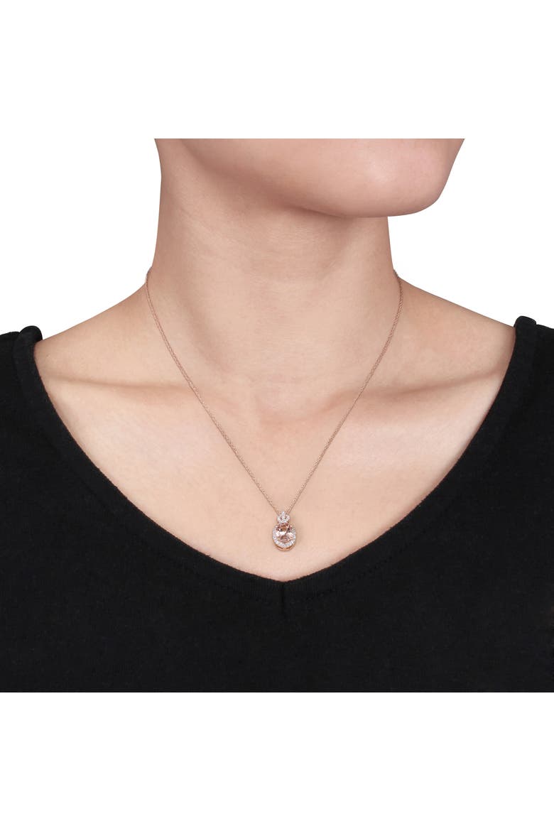 Gemstone & Diamond Infinity Halo Necklace 10K, Alternate, color, Morganite/Rose Gold