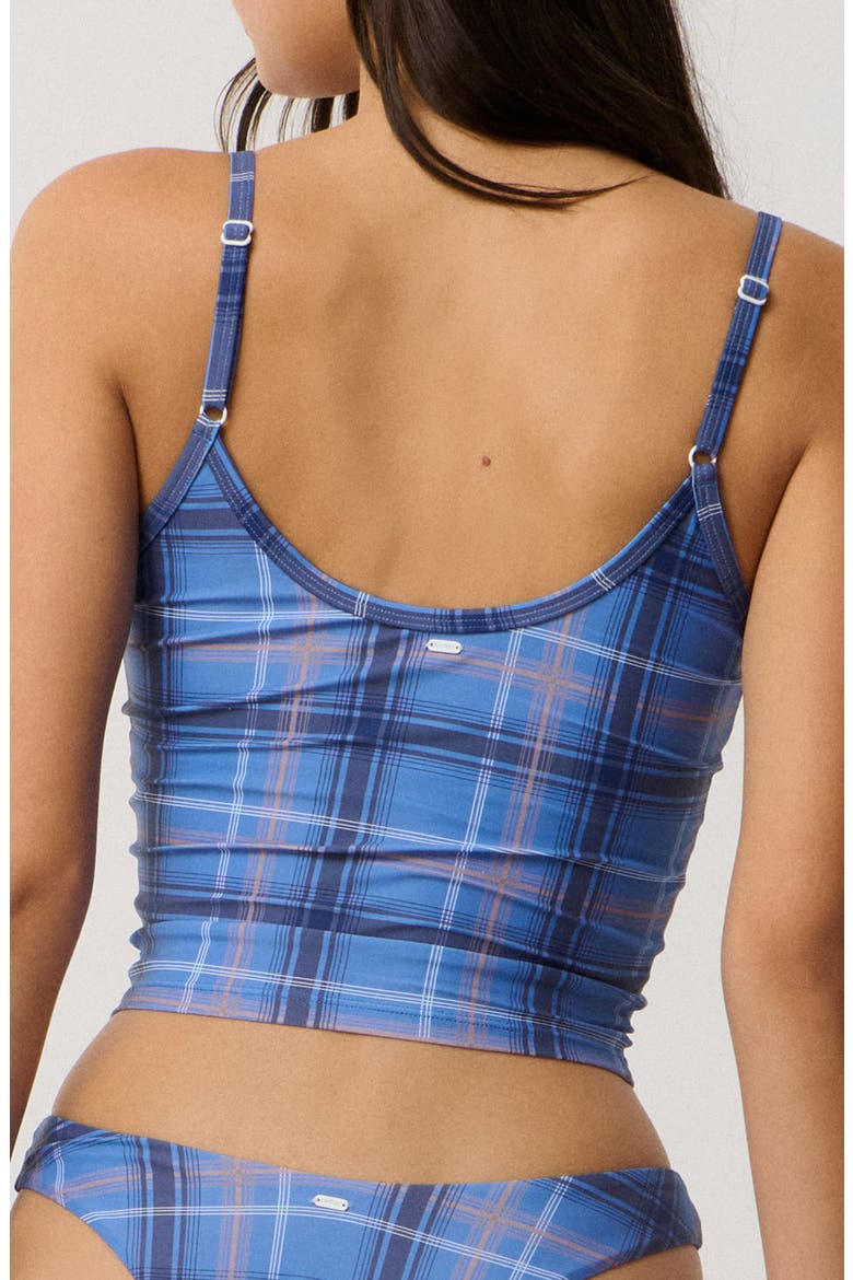 Archive Plaid Crop Tankini, Alternate, color, BLUE