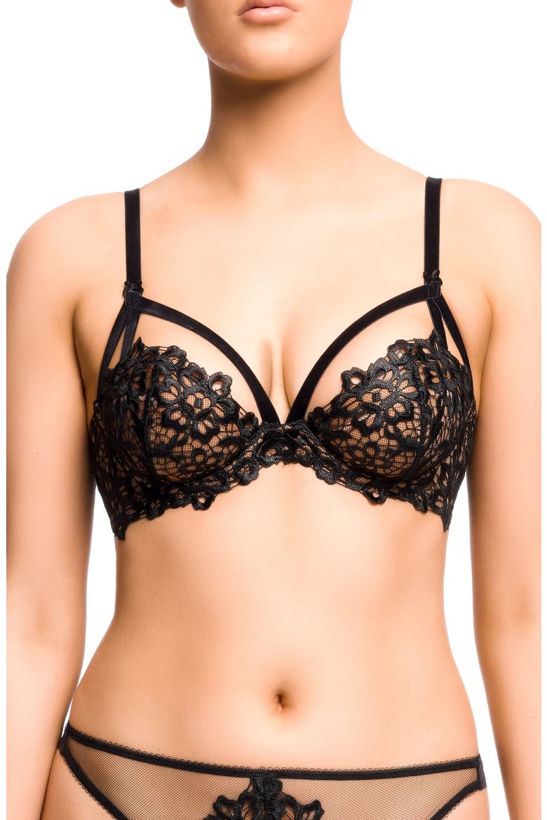 Dahlia Underwire Plunge Bra, Main, color, BLACK