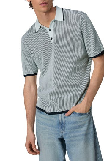 Rag & Bone Harvey Relaxed Polo In Sky Blue
