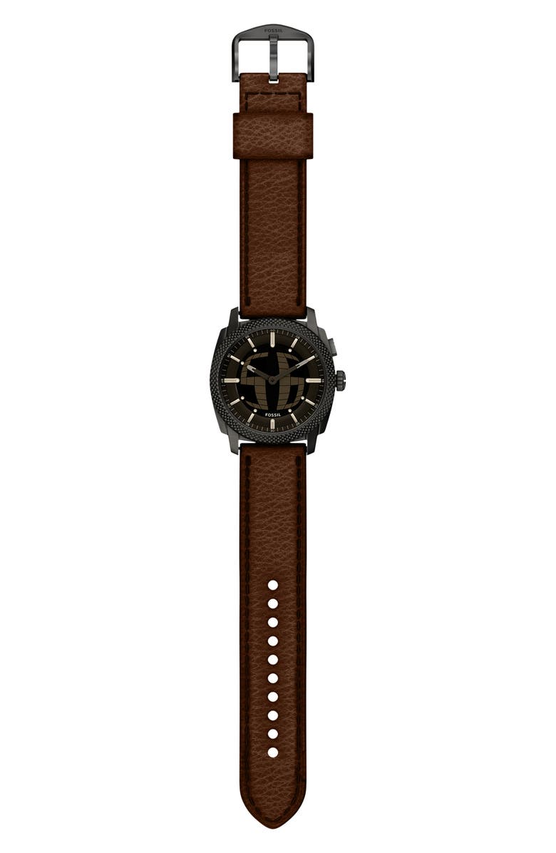 Fossil Machine Big Tic<sup>®</sup> Anadigi Leather Strap Watch, 41mm, Alternate, color, Brown