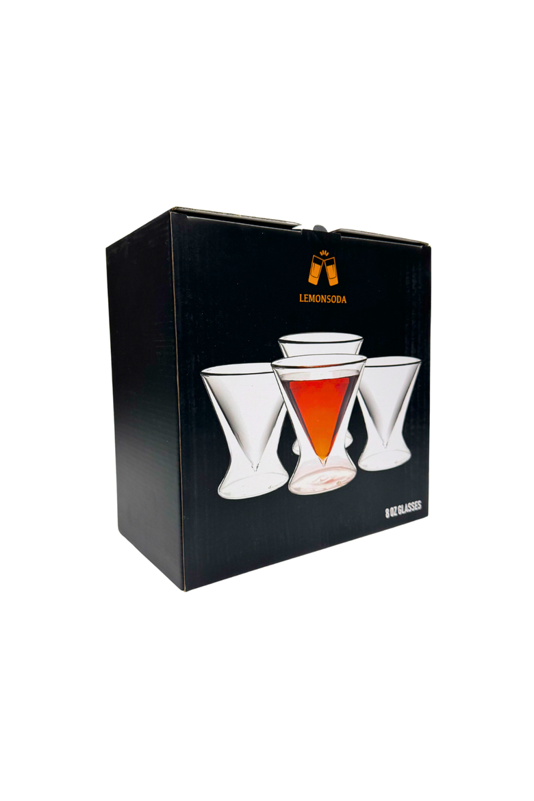 Double-Walled Stemless Martini Glasses - 8oz - Set of 4, Alternate, color, Clear