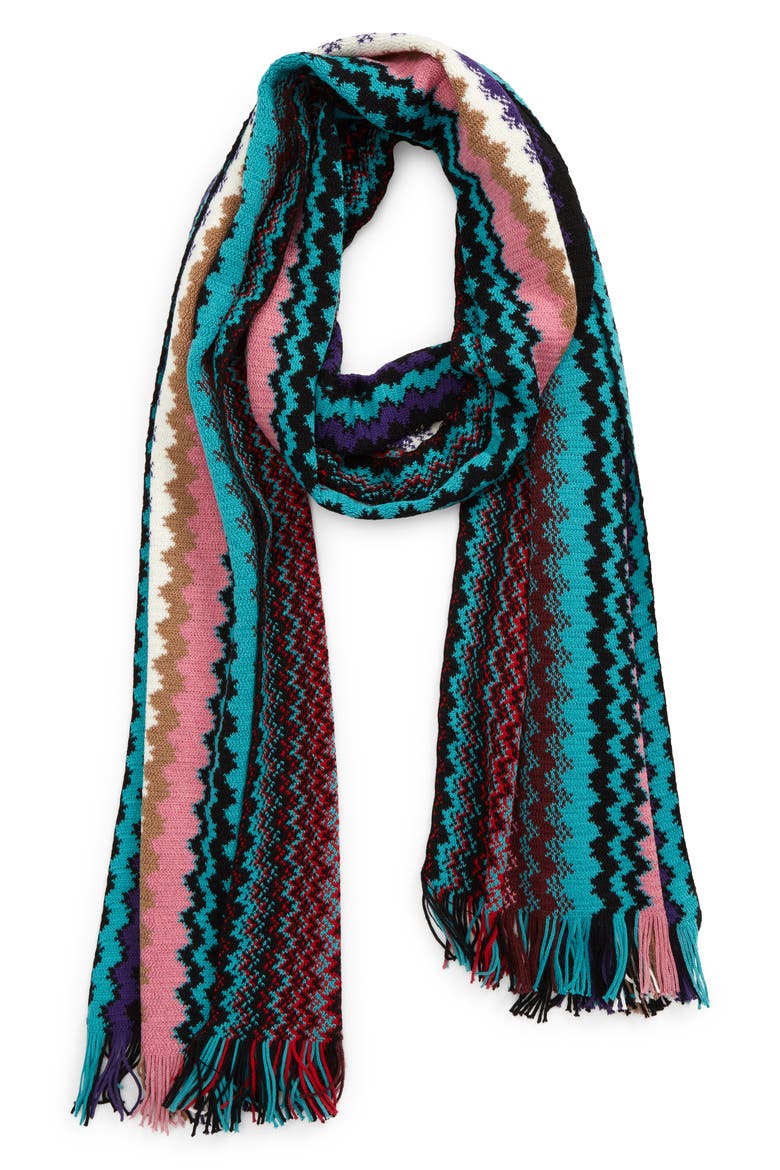 Zigzag Wool Blend Scarf, Main, color, MULTI PURPLE/ PINK
