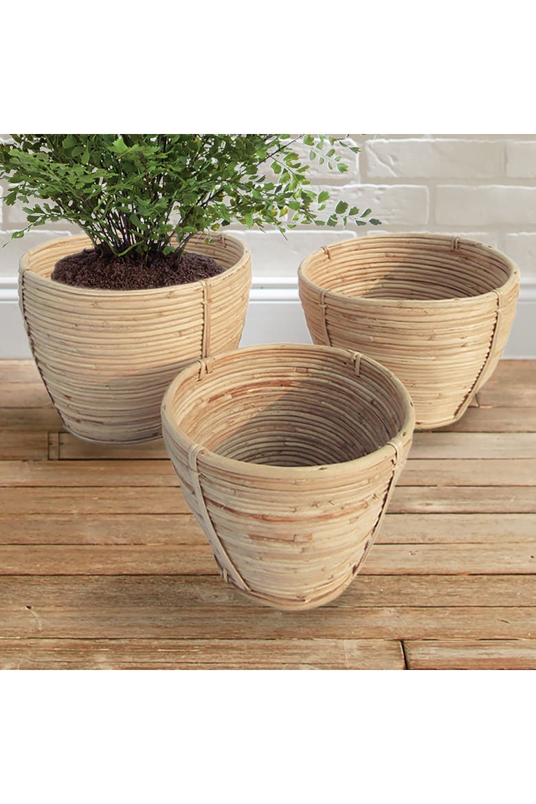 Cane Rattan Round Tapered Baskets, Set Of 3, Alternate, color, Beige