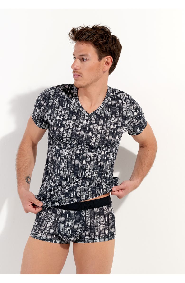 HOM Rockcity Tee-Shirt V Neck, Alternate, color, Dark Grey Print