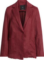 MANGO Tarida Frayed Linen Blazer
