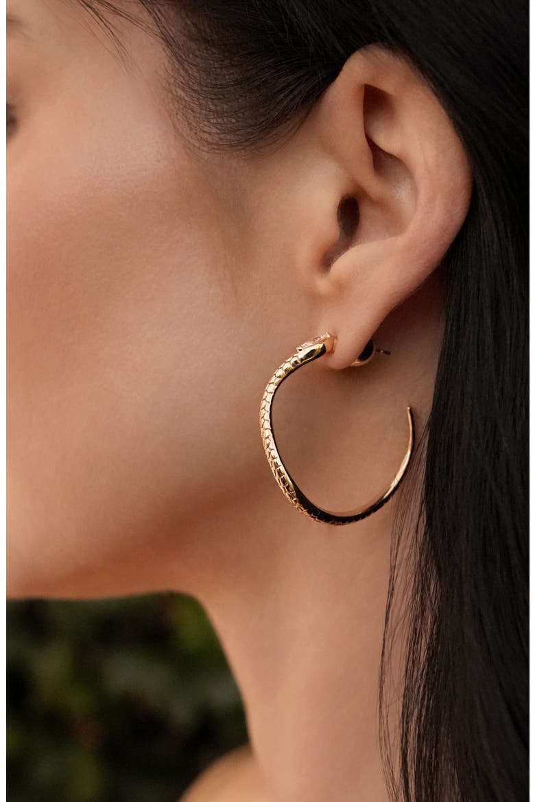 Large Serpent Slither Hoop Earrings, Alternate, color, GOLD