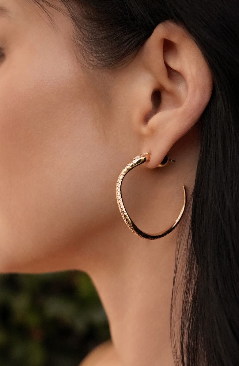 Ettika Large Serpent Slither Hoop Earrings, Alternate, color, Gold