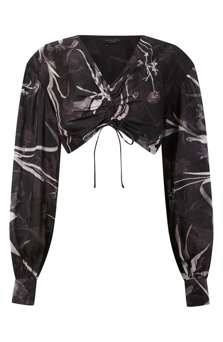 AllSaints Carla Rutland Crop Silk & Linen Top, Alternate, color, 