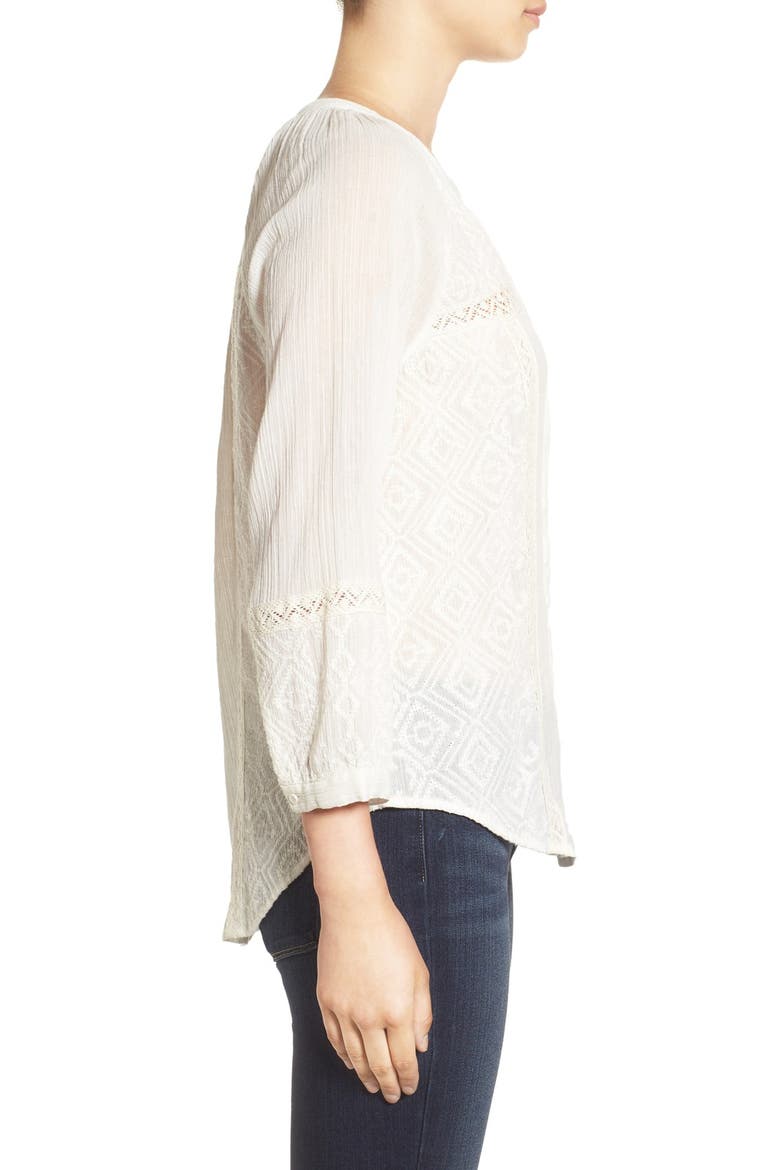 'Deandra' Embroidered Cotton Top, Alternate, color, BLANC