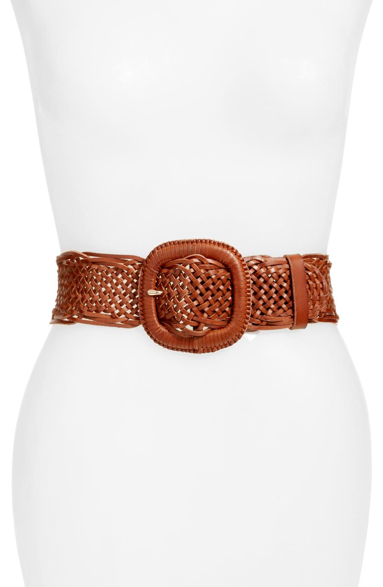 Halogen<sup>®</sup> Wide Braided Leather Belt, Main, color, 