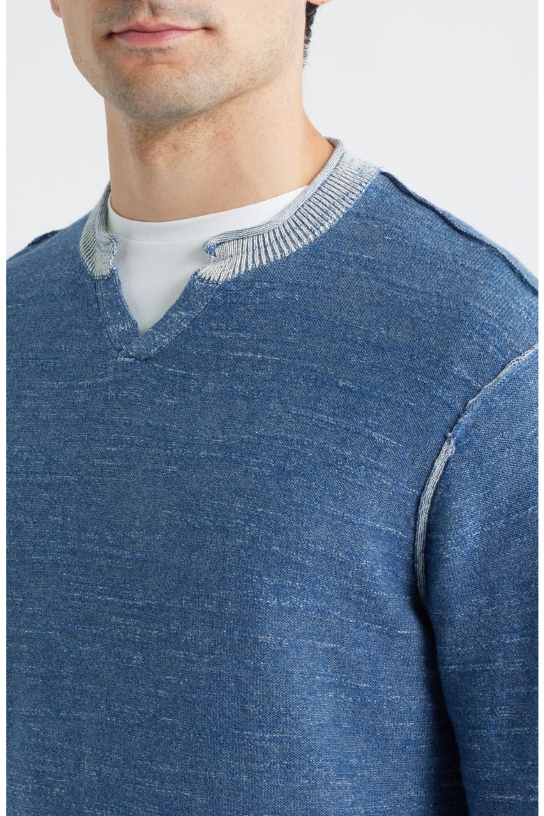 Jamesy Cotton Notched Neck Sweater, Alternate, color, INDIGO