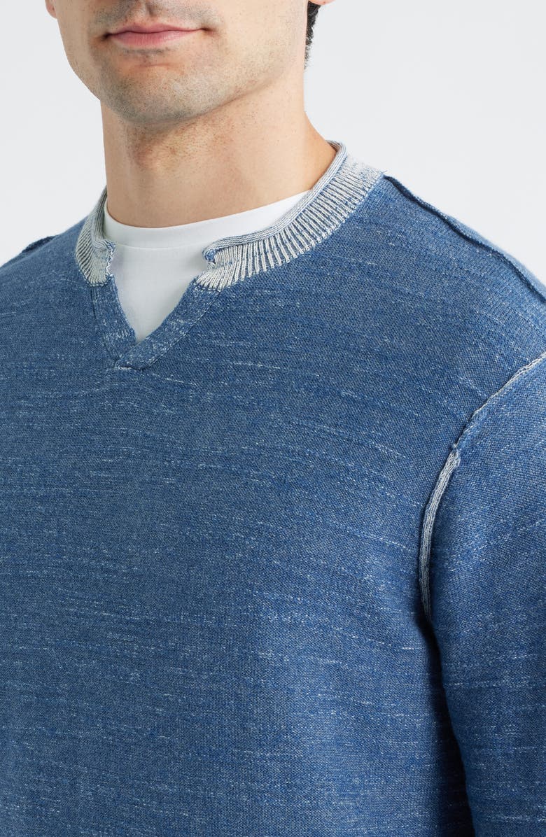 johnnie-O Jamesy Cotton Notched Neck Sweater, Alternate, color, Indigo