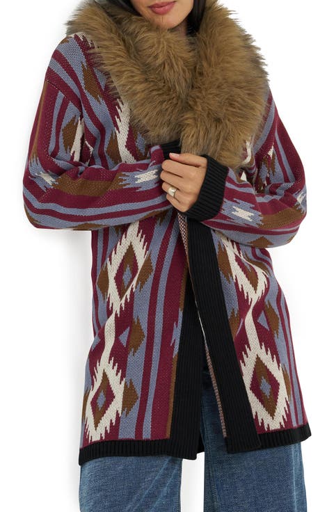 Faux Fur Collar Cardigan