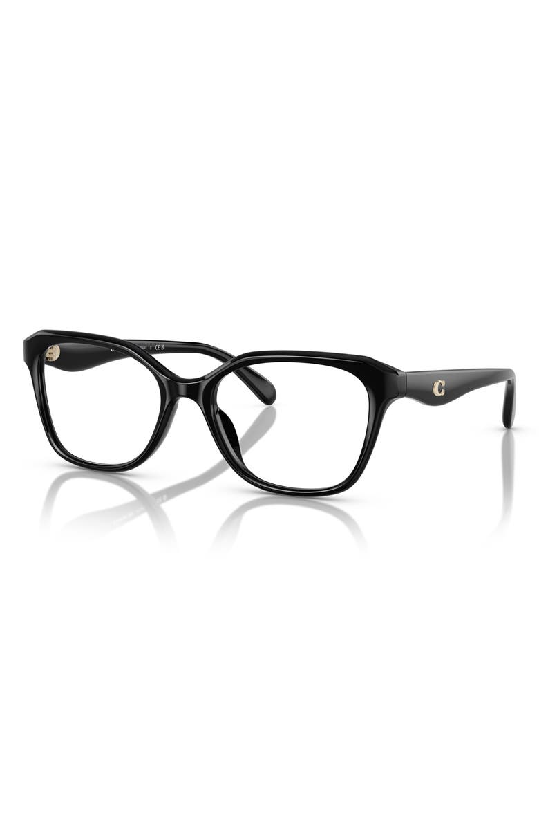 COACH 54mm Pillow Optical Glasses, Alternate, color, Black / Demo Lens