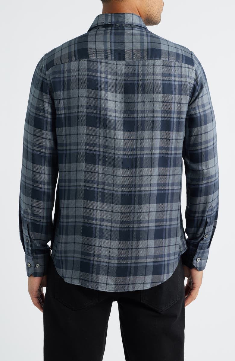 Bugatchi Julian Shaped Fit Plaid Cotton Twill Button-Up Shirt, Alternate, color, Anthracite
