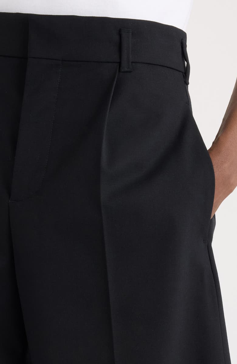 Jacquemus Le Short Ovalu Pleated Stretch Virgin Wool Shorts, Alternate, color, Black