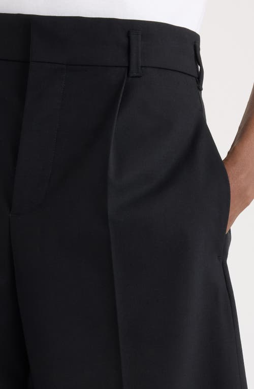 Jacquemus Le Short Ovalu Pleated Stretch Virgin Wool Shorts In Black