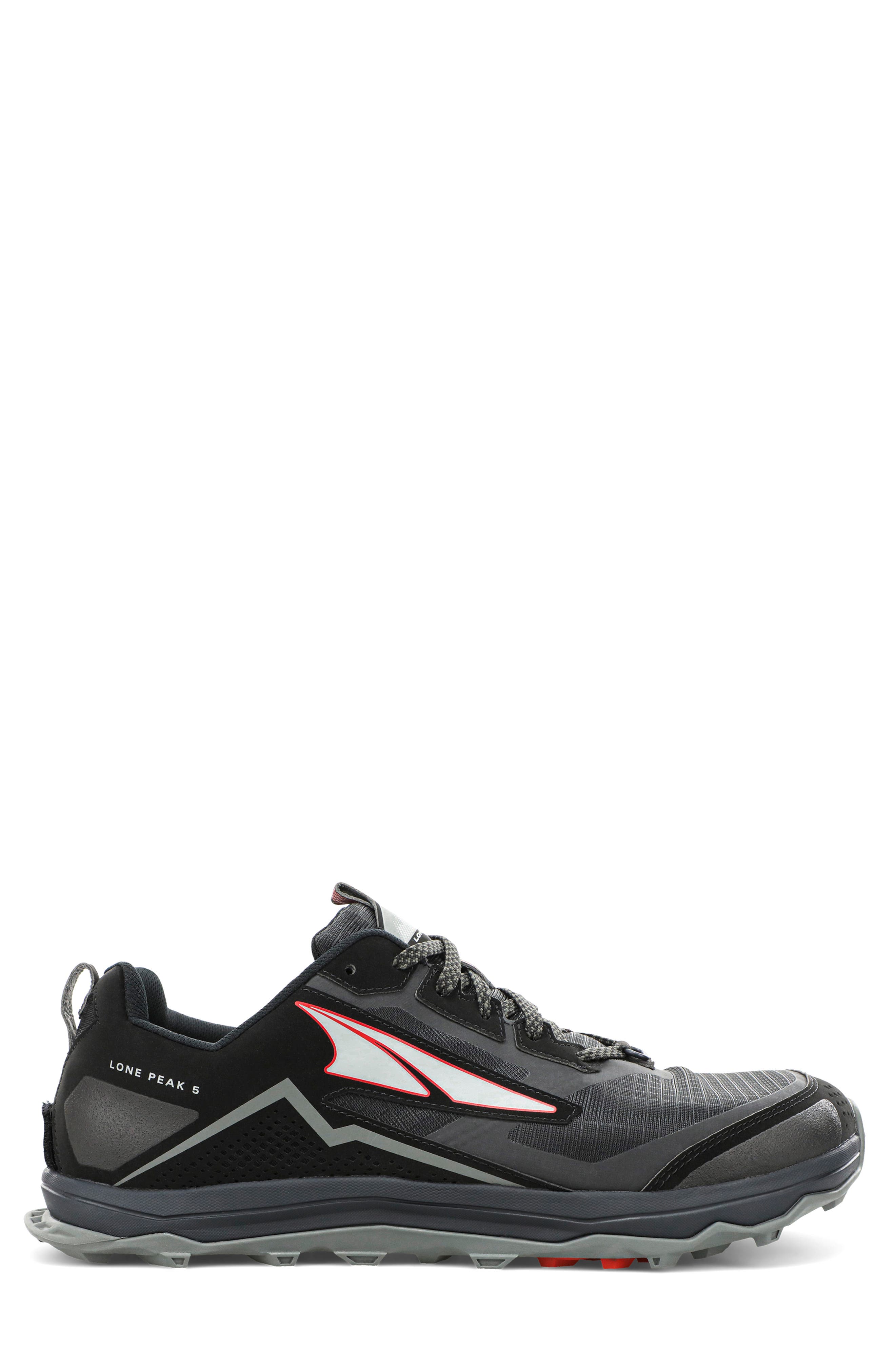 Lone Peak 5 Trail Running Shoe, Main, color, SLATE/ RED