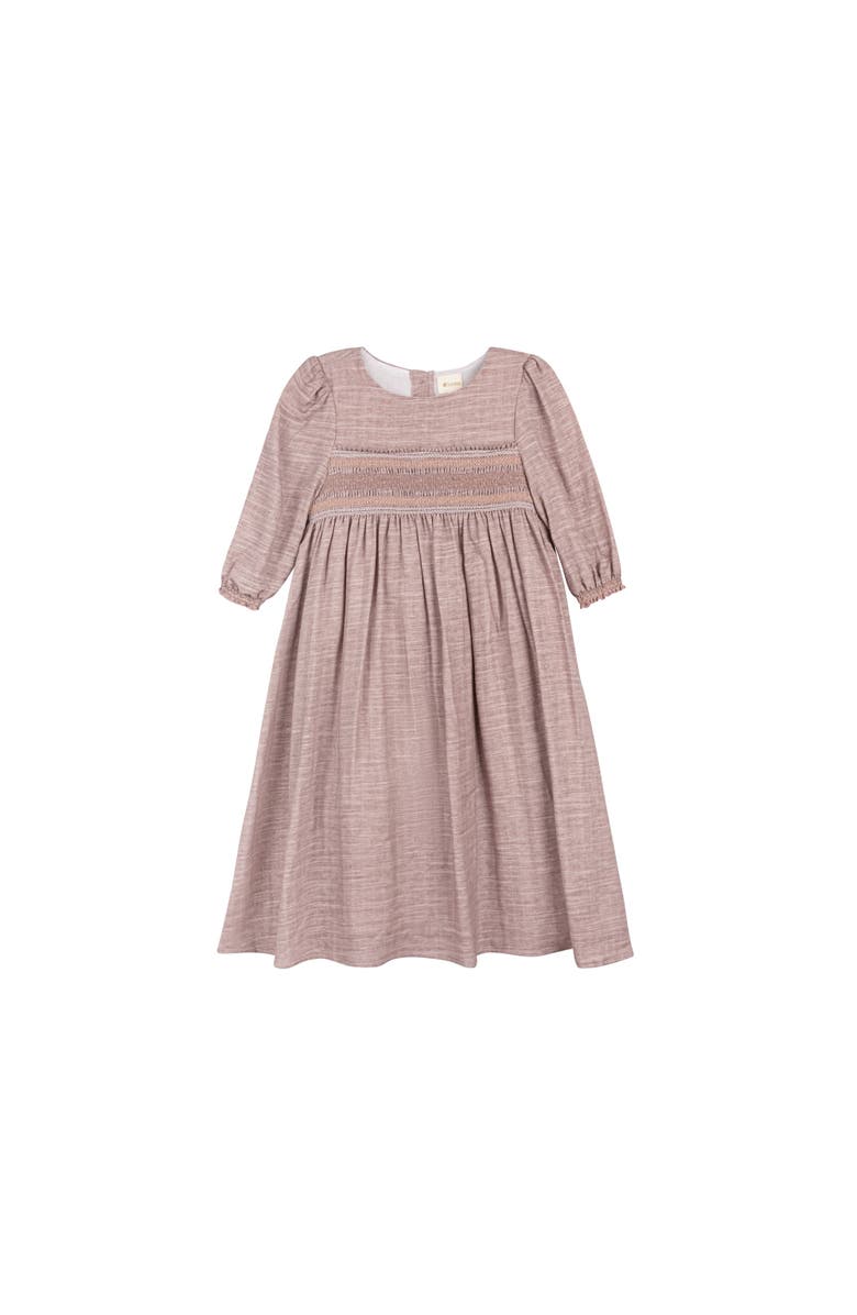 Ely
s 
Co. Looms Stitch Collection - 3/4 Smocked Linen Dress, Main, color, Mauve