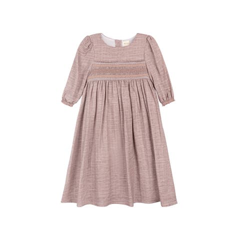 Looms Stitch Collection - 3/4 Smocked Linen Dress