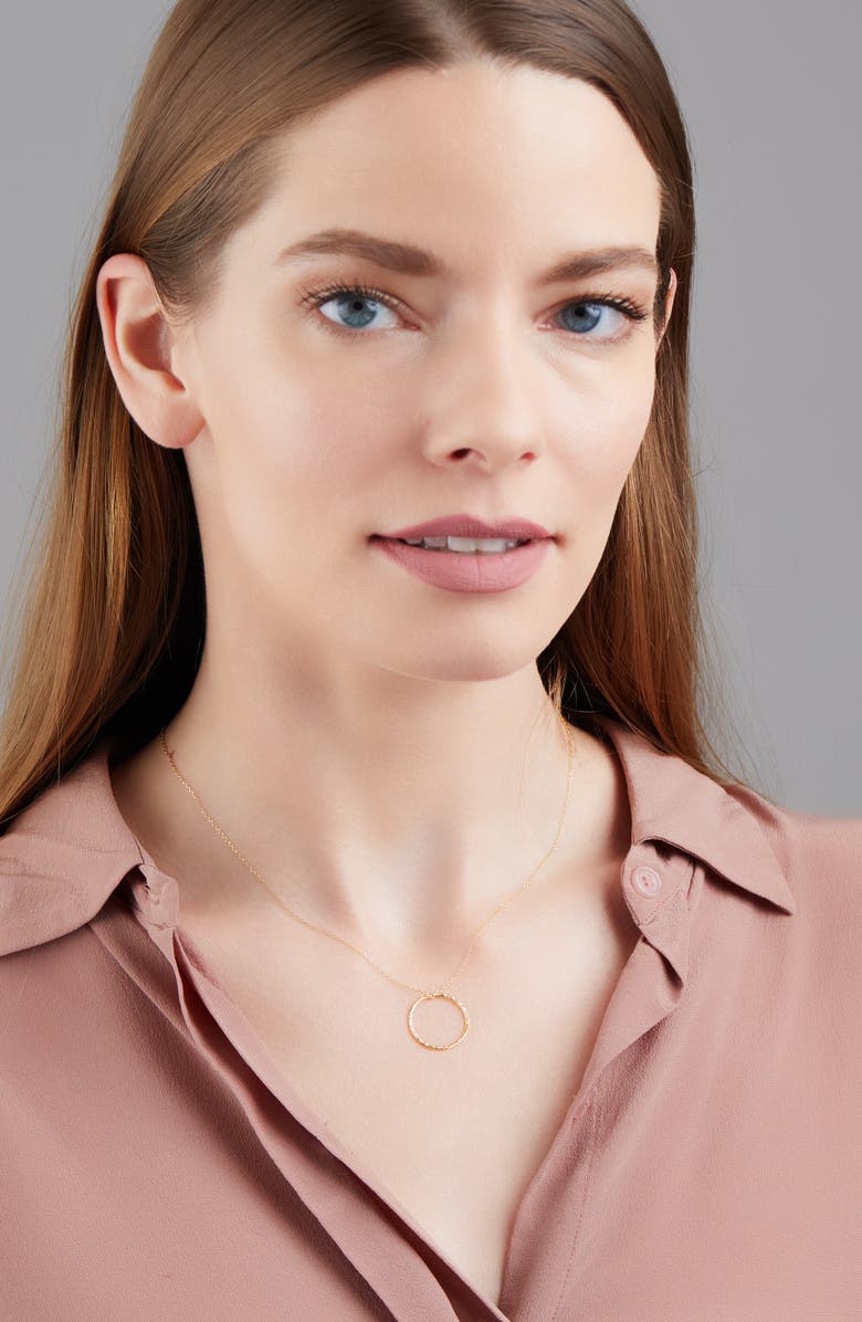 Bony Levy 14K Gold Hammered Circle Pendant Necklace, Alternate, color, 