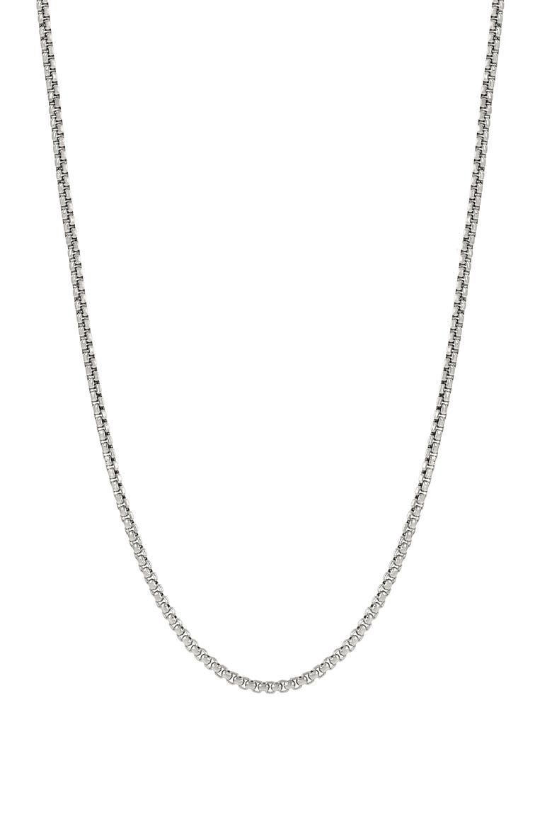 Men's Round Box Chain Necklace & Bracelet Set, Alternate, color, SILVER