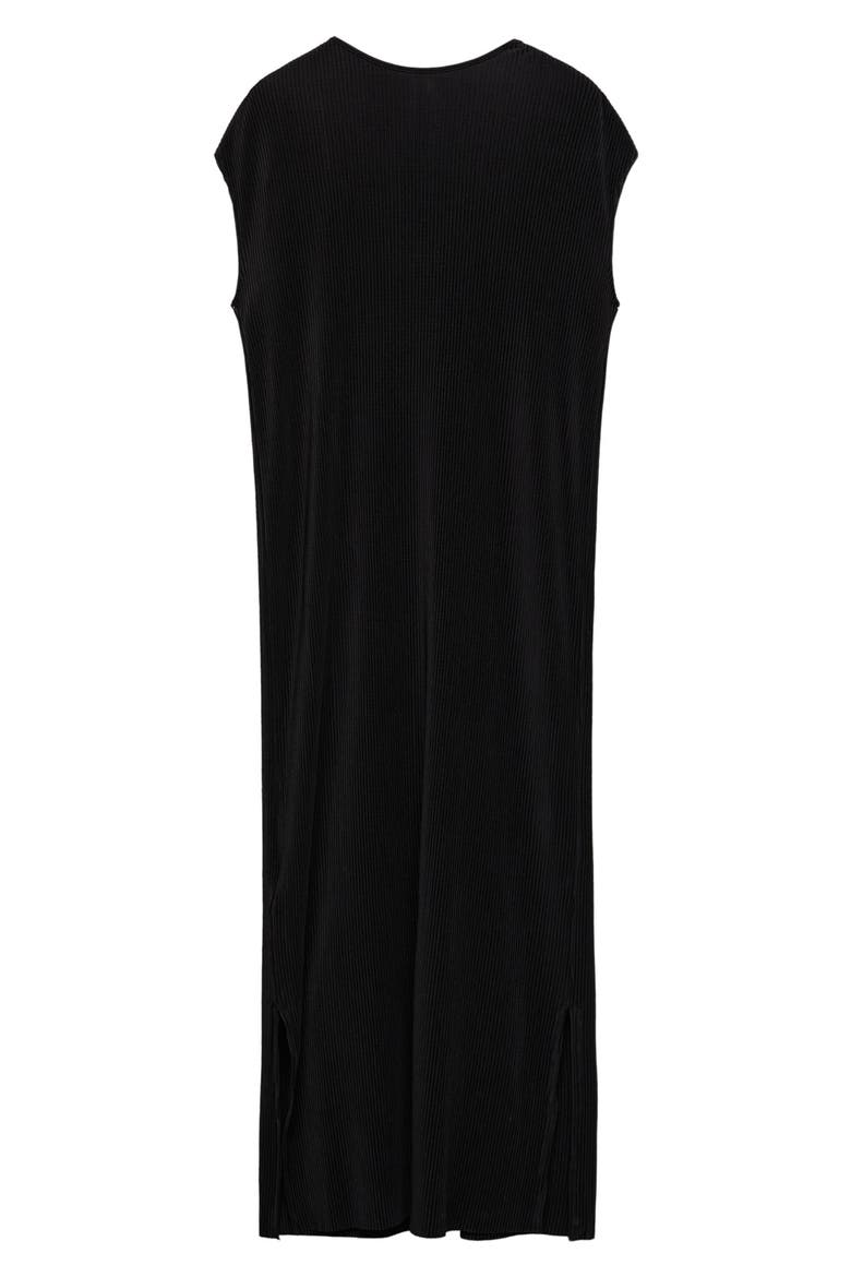 Pleated Sleeveless Midi Dress, Alternate, color, BLACK