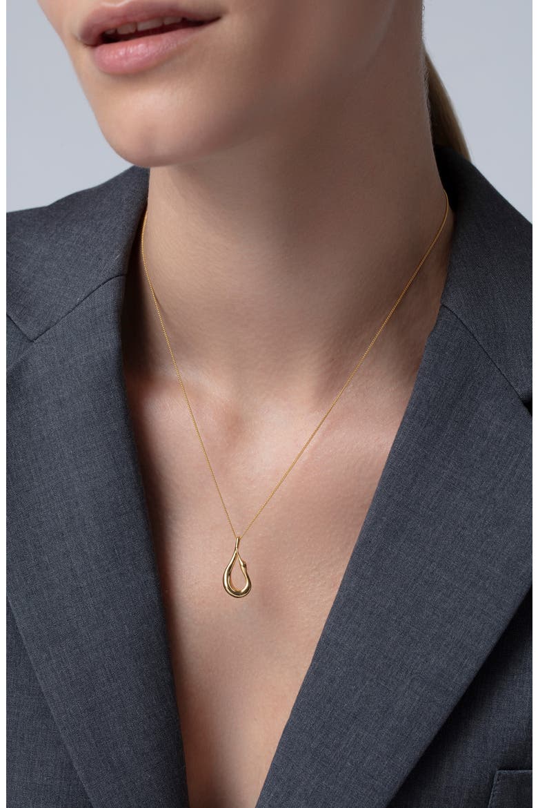 Mini Egret Pendent Necklace, Alternate, color, HIGH POLISH GOLD