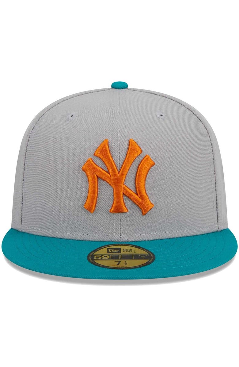 New Era Men's New Era Gray/Teal New York Yankees 59FIFTY Fitted Hat, Alternate, color, Gray