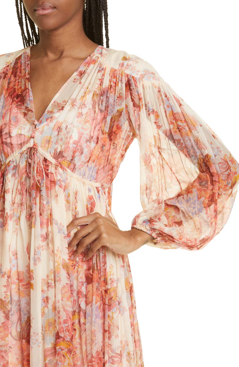 Zimmermann Devi Gathered Yoke Long Sleeve Chiffon Maxi Dress, Alternate, color, 