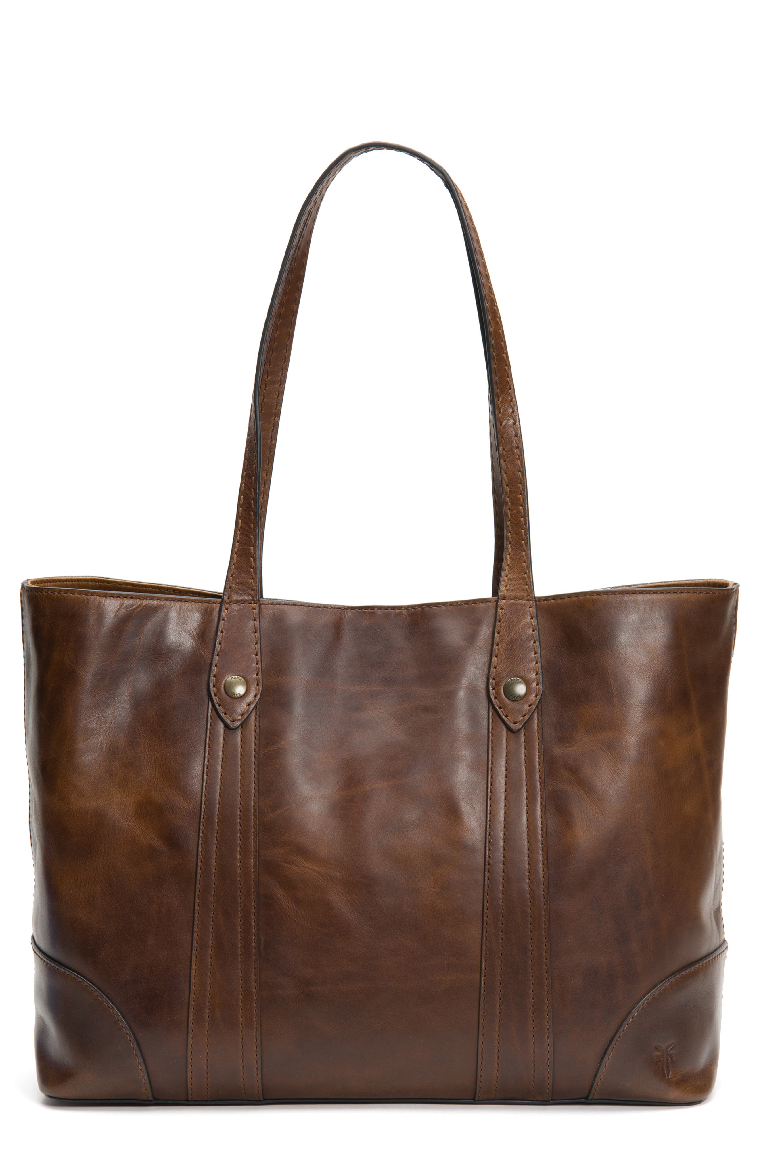 Frye Melissa Leather Shopper, Main, color, Dark Brown