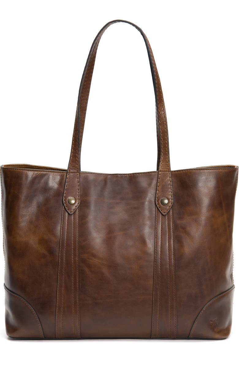 Frye Melissa Leather Shopper, Main, color, Dark Brown