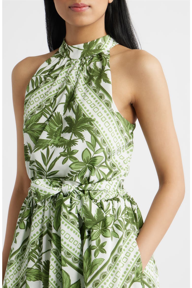 Sleeveless Tie Belt Maxi Dress, Alternate, color, GREEN MULTI