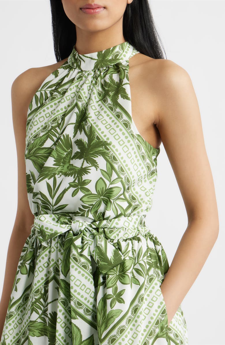 Julia Jordan Sleeveless Tie Belt Maxi Dress, Alternate, color, Green Multi