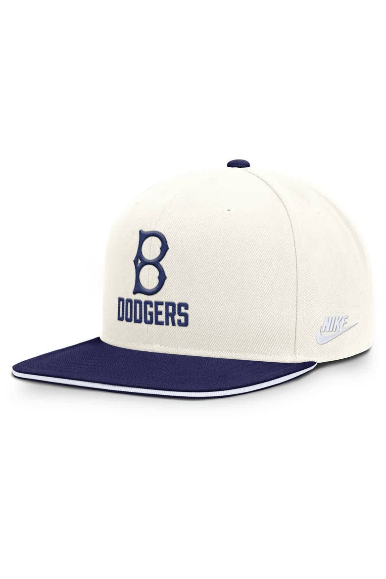 Men's Nike Cream/Royal Brooklyn Dodgers Cooperstown Pro Dri-FIT Snapback Hat, Main, color, Cream